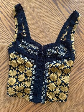 FREE PEOPLE Love Me Not Printed Tank - Black Combo